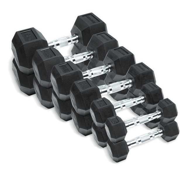 Pack 105Kg Mancuernas Hexagonales IRONSIDE (2,5 - 15 Kg)MANCUERNASIRONSIDEColor: Negro